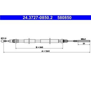 24.3727-0850.2 Тросик, cтояночный тормоз ATE     