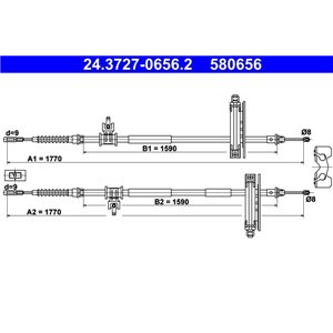 24.3727-0656.2 Cable Pull, parking brake ATE - Top1autovaruosad