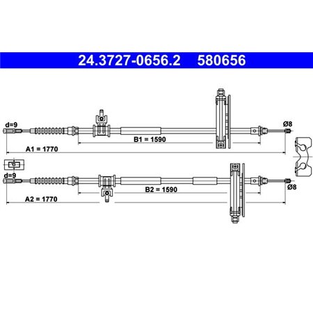 24.3727-0656.2 Cable Pull, parking brake ATE