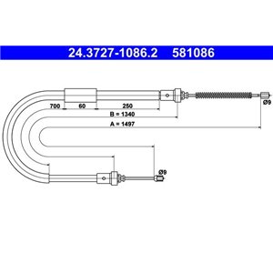 24.3727-1086.2  Handbrake cable ATE 