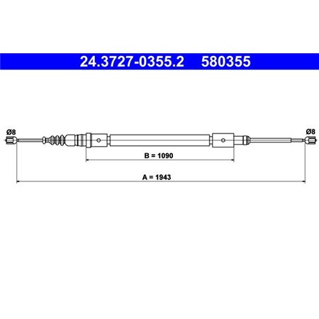 24.3727-0355.2  Handbrake cable ATE 