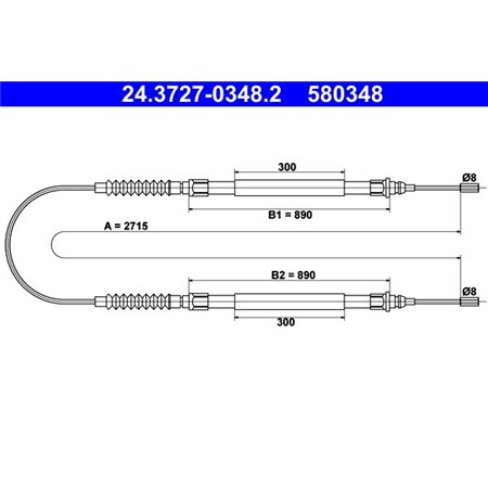 24.3727-0348.2 Cable Pull, parking brake ATE