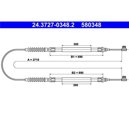 24.3727-0348.2  Handbrake cable ATE 