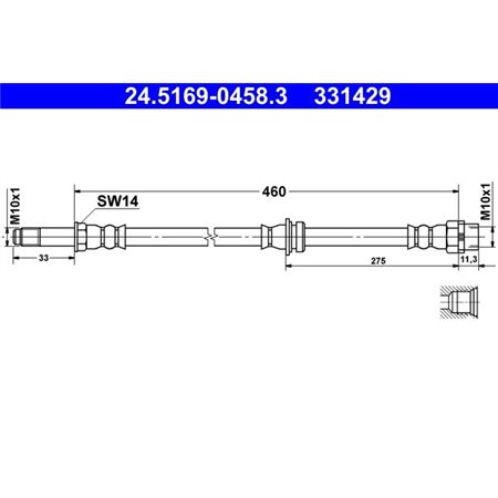 24.5169-0458.3 Brake Hose ATE