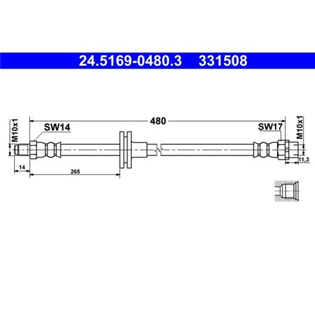 24.5169-0480.3 Brake Hose ATE