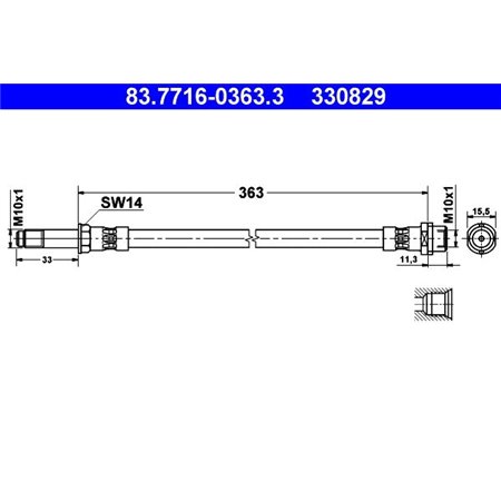 83.7716-0363.3 Тормозной шланг ATE