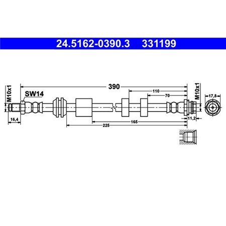 24.5162-0390.3 Тормозной шланг ATE