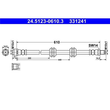 24.5123-0610.3 Тормозной шланг ATE