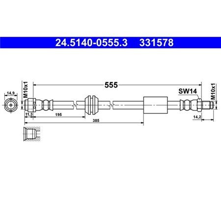 24.5140-0555.3 Brake Hose ATE