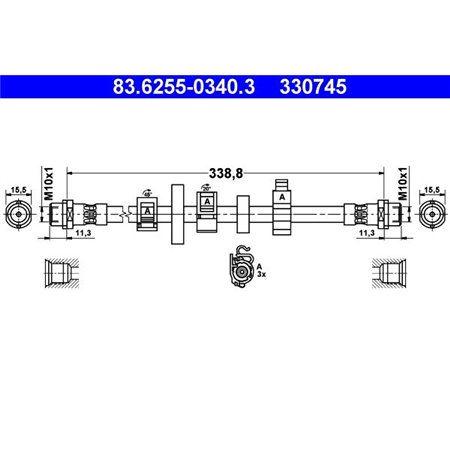 83.6255-0340.3 Brake Hose ATE