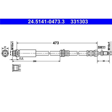 24.5141-0473.3 Brake Hose ATE