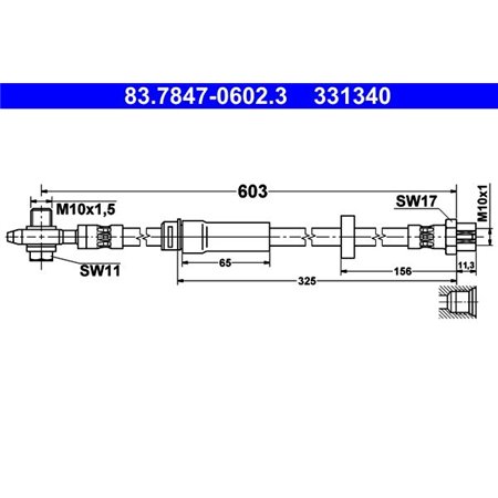 83.7847-0602.3 Brake Hose ATE