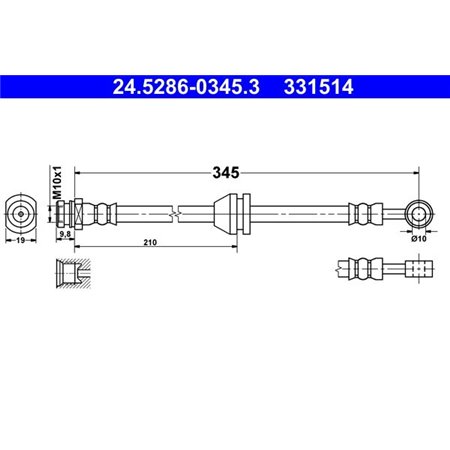 24.5286-0345.3 Brake Hose ATE