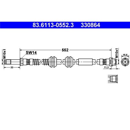 83.6113-0552.3 Brake Hose ATE