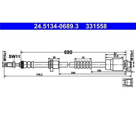 24.5134-0689.3 Brake Hose ATE