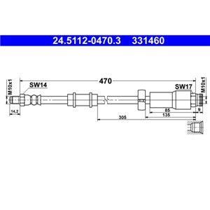 24.5112-0470.3  Flexible brake hoses ATE 