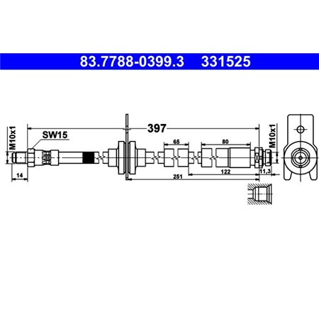 83.7788-0399.3 Brake Hose ATE