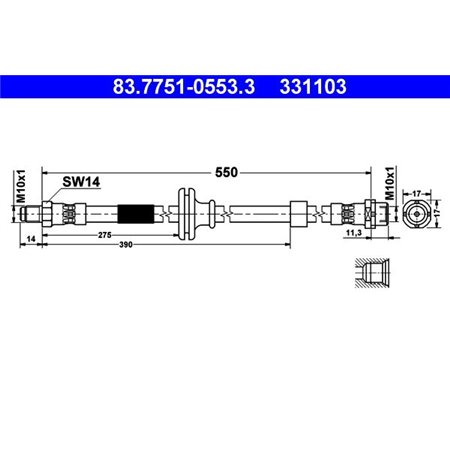 83.7751-0553.3 Тормозной шланг ATE