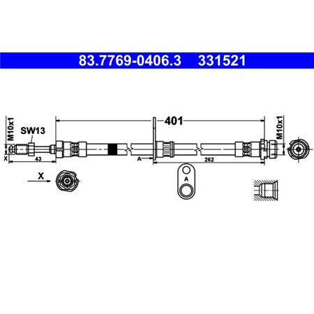 83.7769-0406.3 Brake Hose ATE