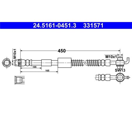 24.5161-0451.3  Flexible brake hoses ATE 