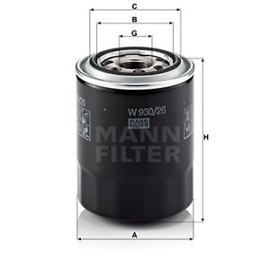 W 930 26  Oil filter MANN FILTER  - Top1autovaruosad