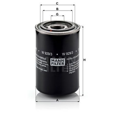 W 929/3  Oil filter MANN FILTER 