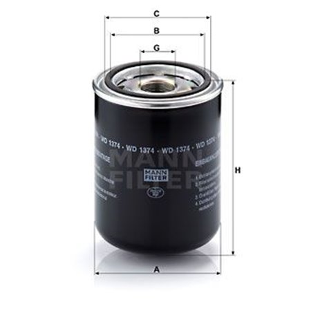 WD 1374 Масляный фильтр MANN-FILTER