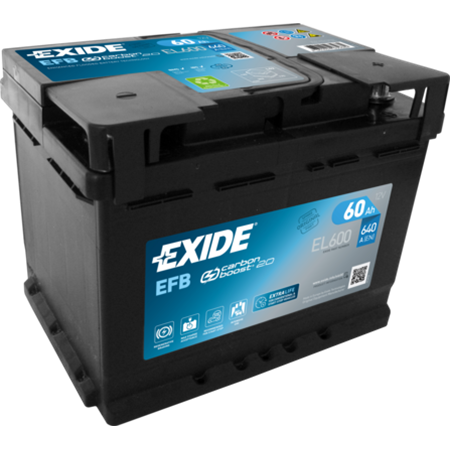 Batteri Exide EFB 60Ah 640A 242x175x190 - +