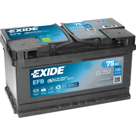 Batteri Exide EFB 75Ah 730A 315x175x175 - +