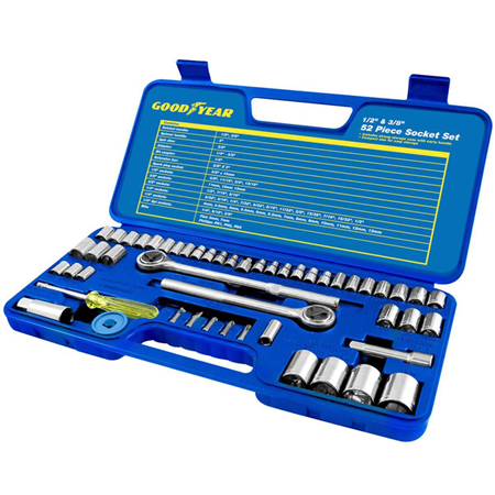 Tool set 52 parts, ½ and 3/8