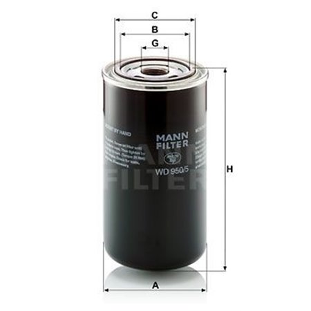 WD 950/5 Filter, operating hydraulics MANN-FILTER