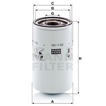 WD 11 002 Suodatin, käyttöhydrauliikka MANN-FILTER