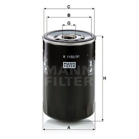 W 1150/91 Filter, operating hydraulics MANN-FILTER