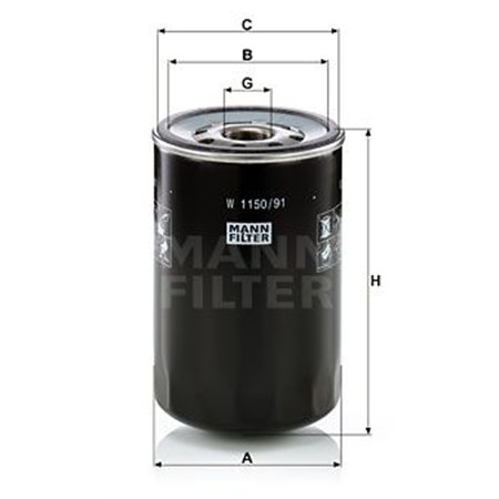 W 1150/91  Hydraulic filter MANN FILTER 