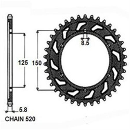 SUNR1-3547-50 Rear gear steel, chain type: 520, number of teeth: 50 fits: HUSAB