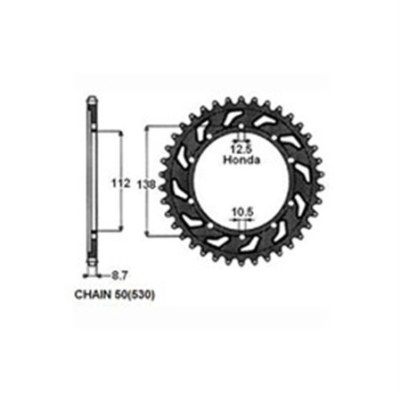 SUNR1-5485-43 Rear gear steel, chain type: 50 (530), number of teeth: 43 fits: