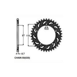 SUNR1-5383-45 Rear gear steel  chain type - Top1autovaruosad