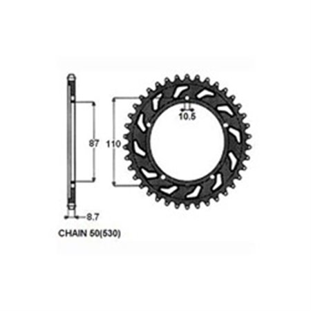 SUNR1-5383-45 Rear gear steel, chain type: 50 (530), number of teeth: 45 fits: