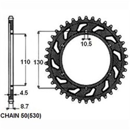 SUNR1-5474-48 Rear gear steel, chain type: 50 (530), number of teeth: 48 fits: