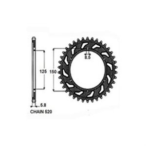 SUNR1-3547-48 Rear gear steel  chain type - Top1autovaruosad