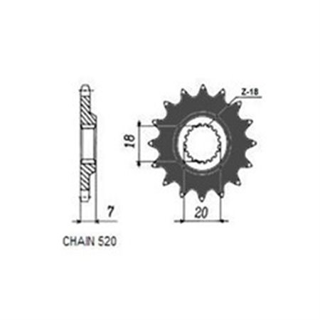 SUNF322-13 Front gear steel, chain type: 520, number of teeth: 13 fits: SUZU