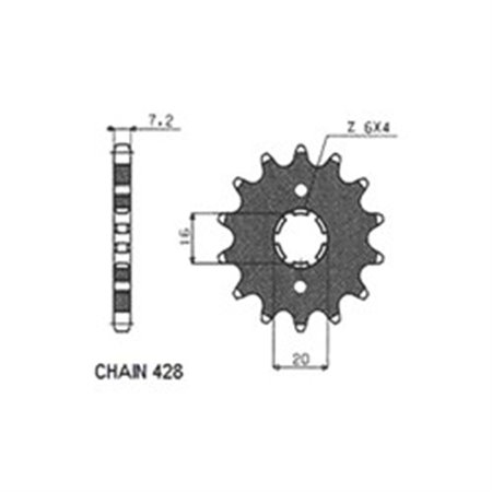 SUNF228-14 Front gear steel, chain type: 428, number of teeth: 14 fits: KAWA