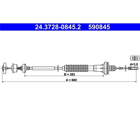 24.3728-0845.2 Cable Pull, clutch control ATE