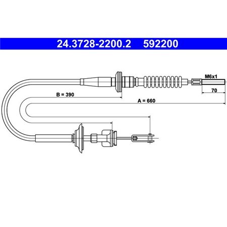 24.3728-2200.2 Cable Pull, clutch control ATE