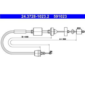 24.3728-1023.2 Cable Pull, clutch control ATE - Top1autovaruosad