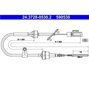 24.3728-0530.2 Cable Pull, clutch control ATE - Top1autovaruosad