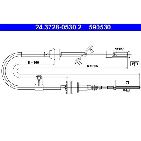 24.3728-0530.2 Cable Pull, clutch control ATE