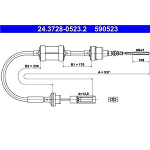 24 3728-0523 2  Clutch cable ATE  - Top1autovaruosad