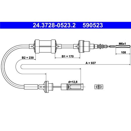 24.3728-0523.2 Cable Pull, clutch control ATE