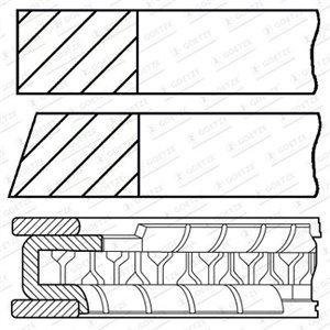 08-443000-00 84 (STD) 1,2 1,2 2 (EN) Piston ring set sobib: NISSAN QASHQAI I, 